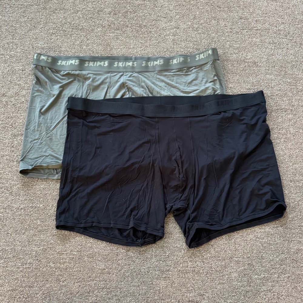 NWOT SKIMS Mens Boxer Brief‎ 2 Pack Black Sage Modal Stretch Size 5X Big & Tall